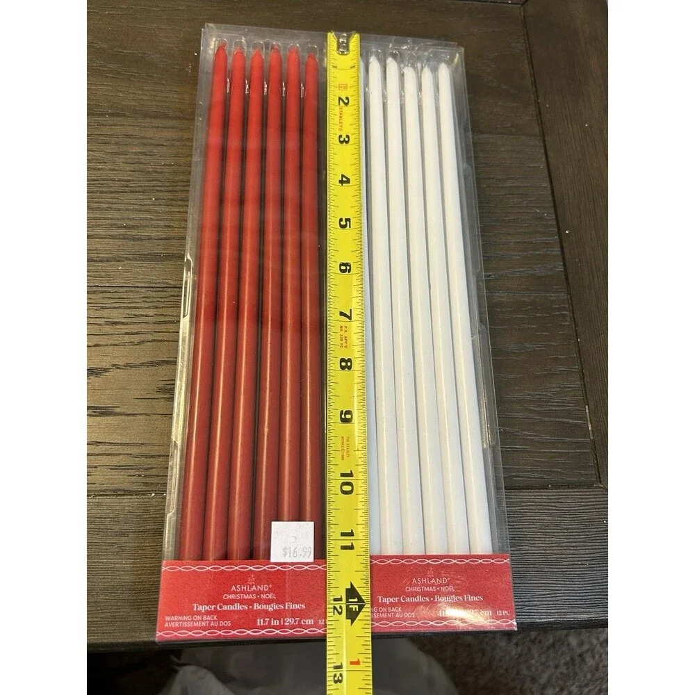 Ashland Ceramic Striped Christmas Taper Candle Holders Red White Green Bundle